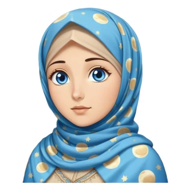Turkish beautiful finish Konya girl blue eyes with moon patterned hijab dress and watching the moonlight sky on the ground  sticker