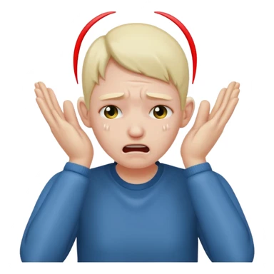 person covering ears with hands, wincing in pain sticker