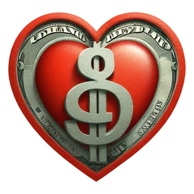 dollar sign red heart sticker
