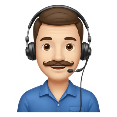 receptionist face fat mustached guy with headpset sticker