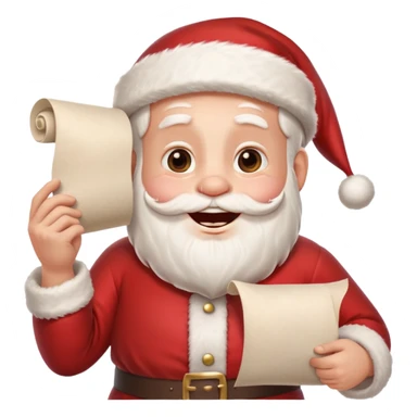 drunk santa holding up a white unfurled scroll with nothin on it sticker