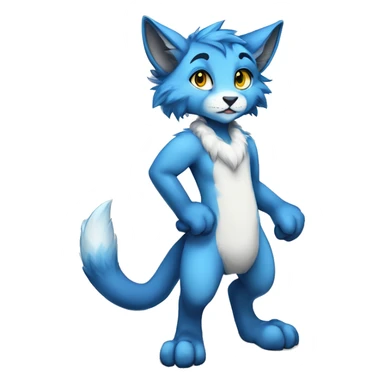 Anthropomorphic Anthro Blue Sona Lynx-Fakémon Furry Full Body sticker