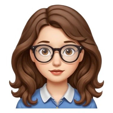 Nerdy girl with glasses, wavy long hair sticker