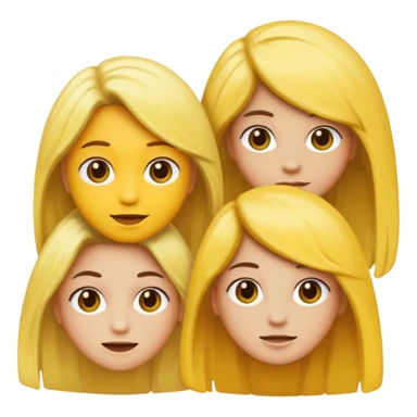 three people, all yellow emoji skin color but different hair colors next to each other  sticker