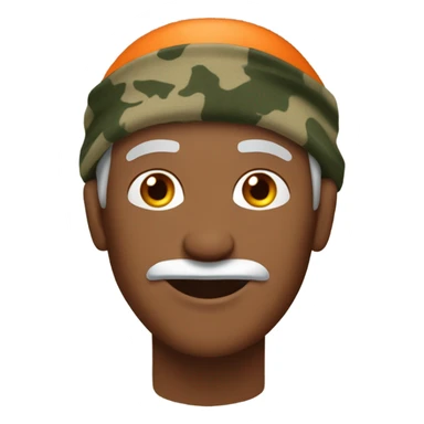 Older man with orange shirt and camouflage doorag sticker