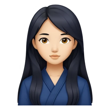 Beautiful Asian girl with long black hair in Navy sticker
