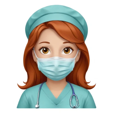 nurse with long brown/red hair with brown eyes sticker