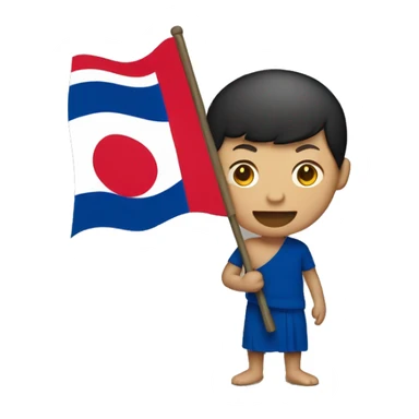 Laotian man holding a Laos flag  sticker
