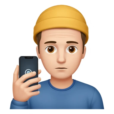 guy holding an smartphone horizontally on his forehead sticker