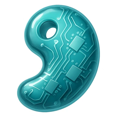 magatama bead, metallic circuit board pattern, glossy finish sticker