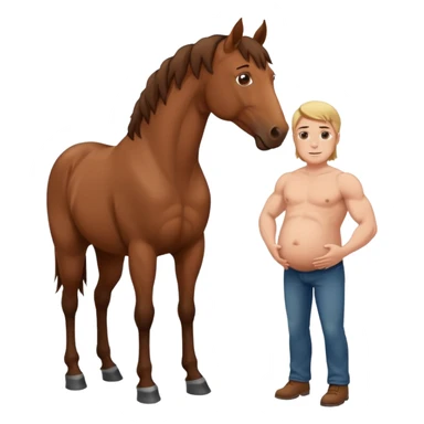 pregnant man with horse sticker