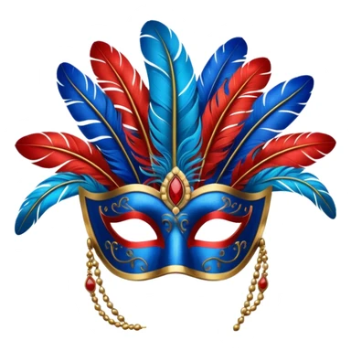 masquerade mask with red and blue feathers sticker
