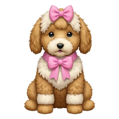 Cute Golden doodle with pink bow sitting down sticker
