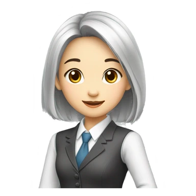 A young girl,Wear professional attire，Bust，Asian，Welcome gestures sticker