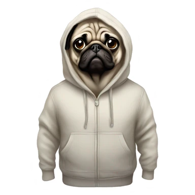 Pug wearing a hoodie sticker
