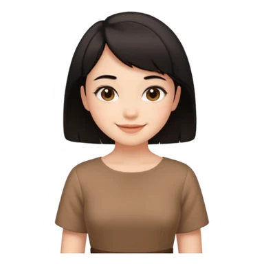 Gadis cantik, lucu, rambut pendek warna hitam, baju coklat aesthetic  sticker