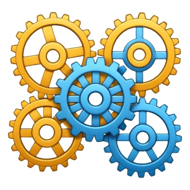 ERP emoji showing interconnected gears and charts sticker