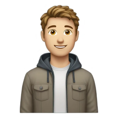 a white male student with short brown hair with hairstyle French crop sticker