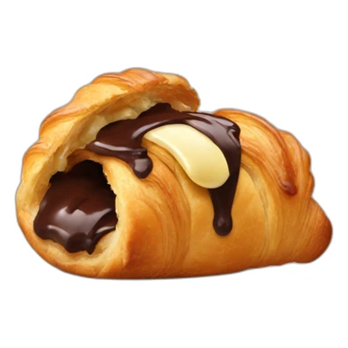 A chocolate croissant being eaten by a mouth sticker