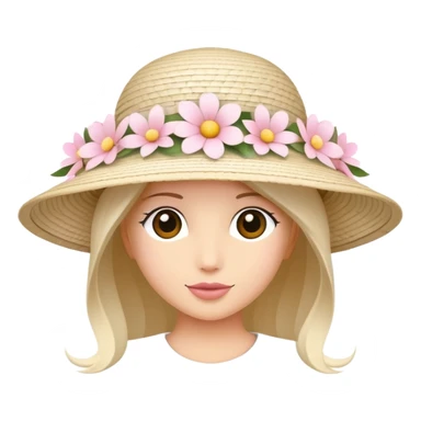 Wicker white sun hat with light pink flowers sticker