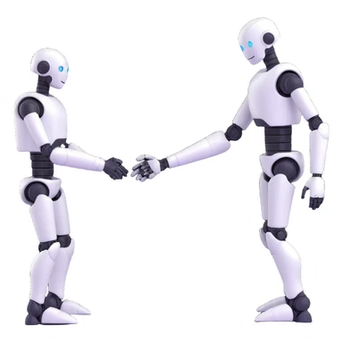 human and robot shaking hands symbolizing collaboration between humans and AI sticker