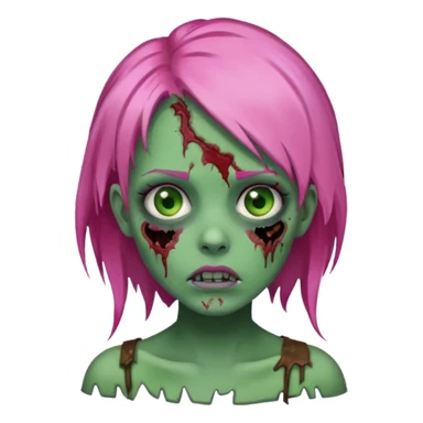 zoombie girl pink hair, green skin sticker