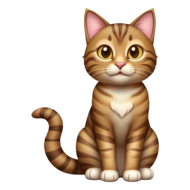 cinematic-[brown tabby cat]-realistic-full-body-sitting-emoji,-tail-curled-playfully-around-its-paws,-head-tilted-dramatically,-sleek-[tabby]-fur,-simplified-yet-realistic-adorable-features,-highly-detailed,-glowing-with-an-almost-sarcastic-glow sticker
