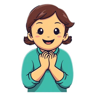 girl hands crossed holding neck and laughing  sticker