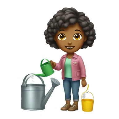 girl with watering can sticker