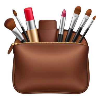 Brown Cosmetic Bag with cosmetics sticker
