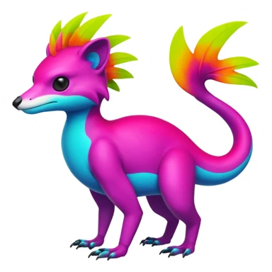 Multi-colored, neon-colored, randomly-colored Toxic Tropical Fionbri-Falvie-Vernid-Fakémon-creature (full body) sticker