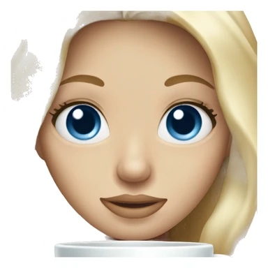 long blonde hair blue eyed girl holding coffee sticker