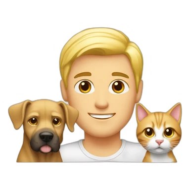blond-hair-sexy-man-and-girl-with-dog-and-cat sticker