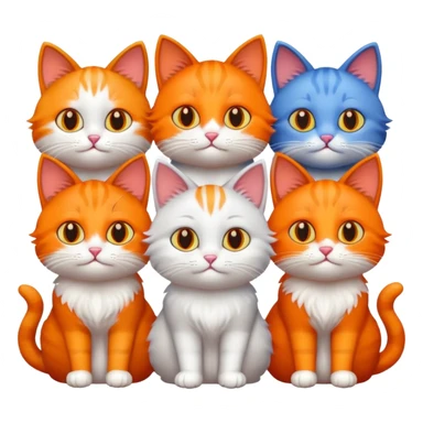 6 different colour cats only 1 orange sticker