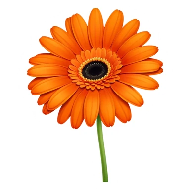 single Vibrant Orange Gerbera Daisy, straight stem sticker