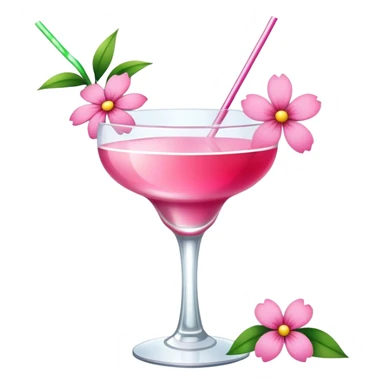 Pink Cocktail with flowers  sticker