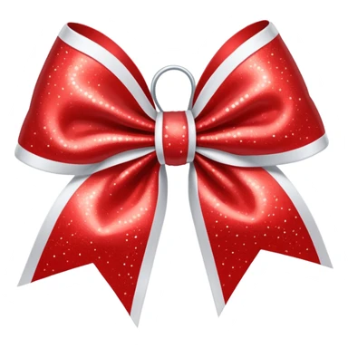 red sparkly cheer bow with white sticker