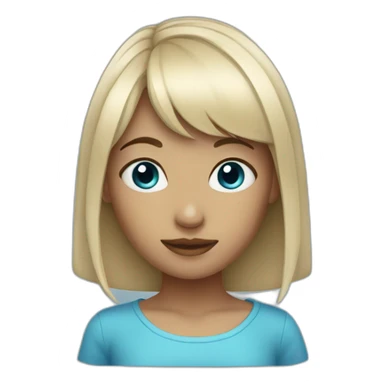 blue hair girl with bang sticker