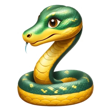 cinematic-cute-anaconda-portrait-emoji,-head-tilted-playfully-and-inquisitively,-with-a-sleek,-shimmering-body-adorned-with-detailed-scale-sriped patterns-and-round,-sparkling-eyes-full-of-wonder,-simplified-yet-irresistibly-adorable-features sticker