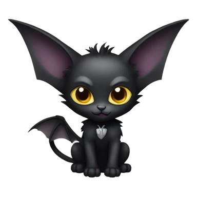 Black-Vampire-Batty-Lykoi-Cat-Fakémon-Cat With Bat-wings as ears  sticker