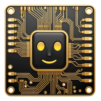 I want a black and gold pcb emoji, representing a circuit board sticker