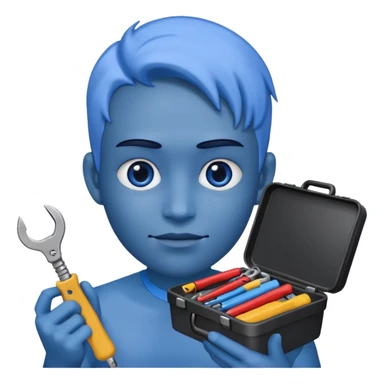 person with digital toolkit, digital vibes, blue sticker