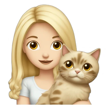 Blonde girl with ragdoll cat sticker