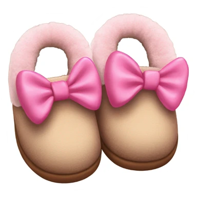 Brown house shoes with pink bows to the side and fluffy inside sticker