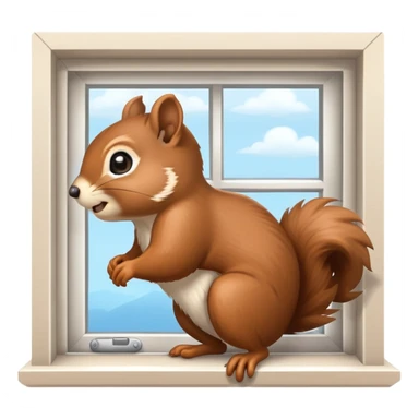 Squirrel flying by window very windy sticker