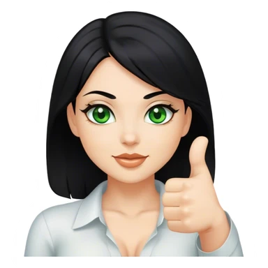 Sexy lady with black hair and green eyes thumbs up    sticker