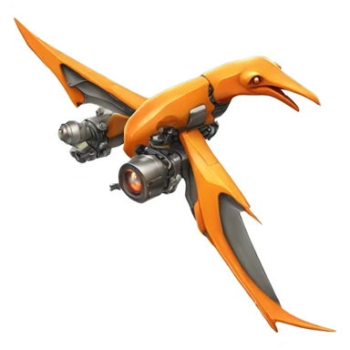 orange Pterodactyl robot mechanical laser eyes sticker