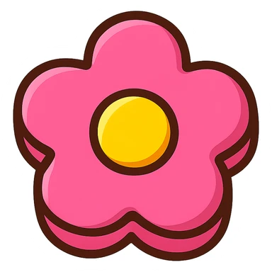 pink flower-shaped candy, vibrant toon style, isolated on transparent background sticker