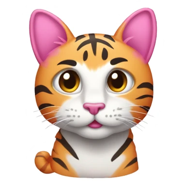 pink cat like a tiger in full growth sticker