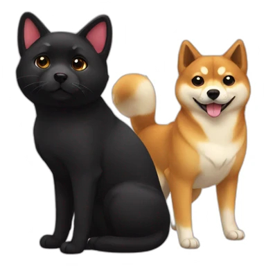 shibainu and black cat lovely sticker